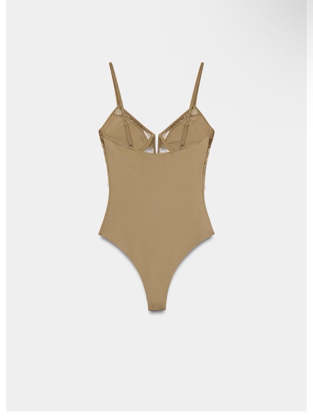 Zara Olive Lace-Panel Bodysuit - Picture 5 of 6